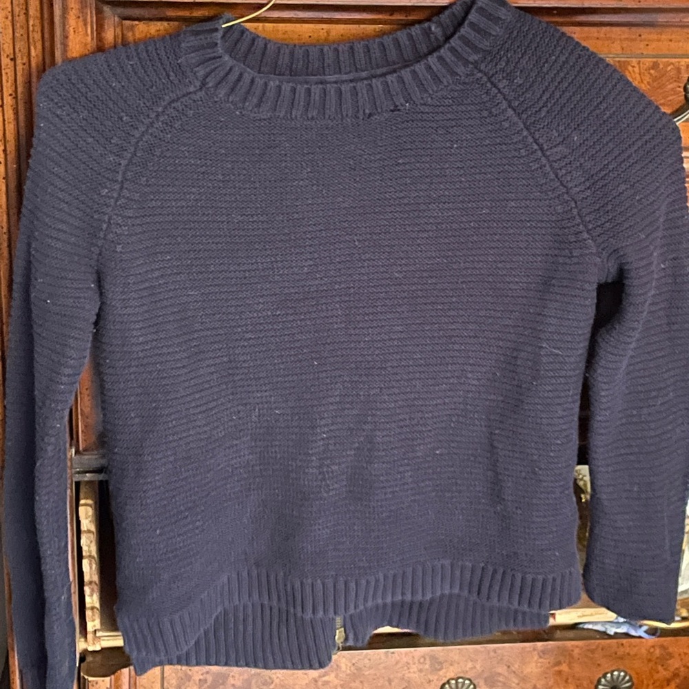 kids navy blue sweater with zipper on the back